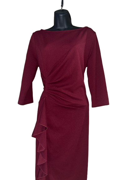 Burgundy Long Sleeve Dress - L