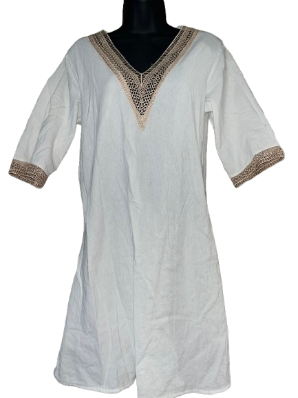 White Mid Sleeve Dress - M