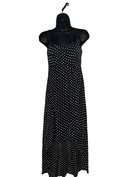 Black and White Sleeveless Polka Dot Dress - XS