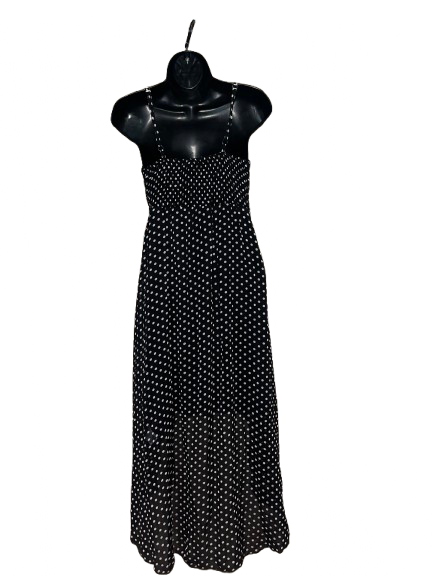 Black and White Sleeveless Polka Dot Dress - XS