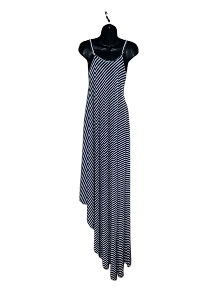Navy Blue and White Striped Maxi Dress - 2X