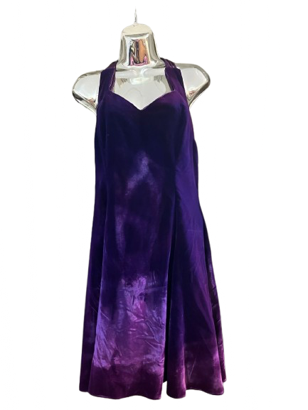 Purple Velvet Fit and Flair Dress - L