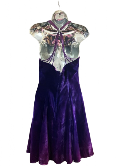 Purple Velvet Fit and Flair Dress - L