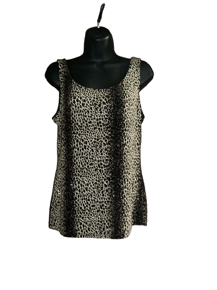 Black and Gold Glitter Sleeveless Top - L