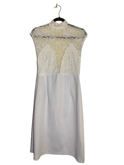 White Sleeveless Dress with Lace Bodice - 1XL