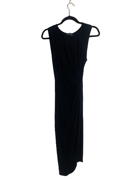Black Sleeveless Long Wrap Dress - L