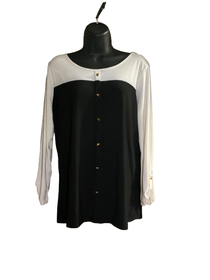 Black and White Long sleeve Top - L