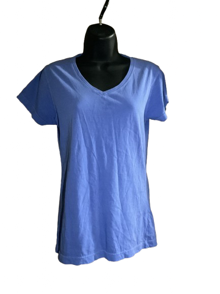 Blue Short sleeve V neck Top - S