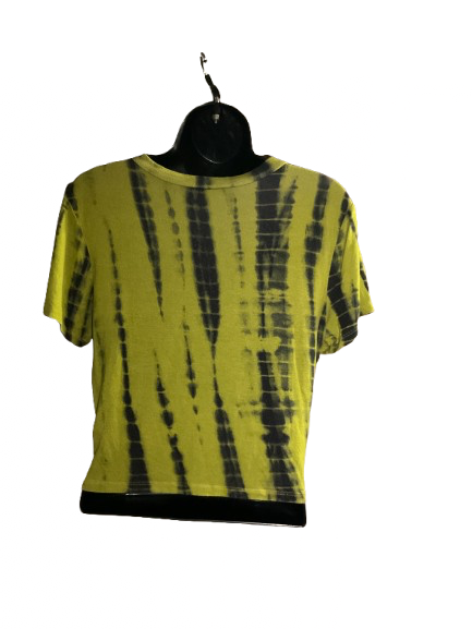 Green and Black Tie Dye Short Sleeve Crop Top - 1X