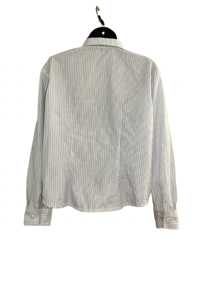 Blue and White Striped Long Sleeve Button Up Shirt - M