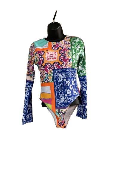 Multicolored Abstract Print Body/Bathingsuit - M