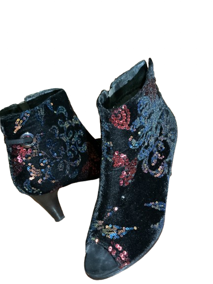 Maher Black Sequin Peep Toe Heels - 9 1/2