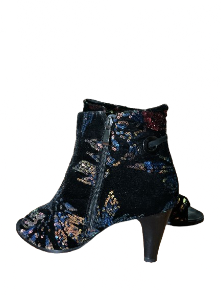 Maher Black Sequin Peep Toe Heels - 9 1/2