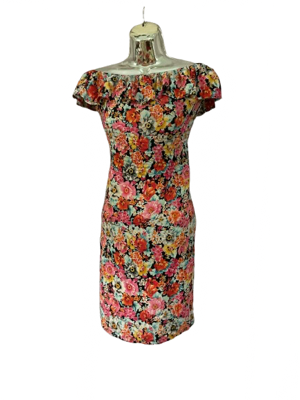Multicolored Floral Print Strapless Dress - 2XL
