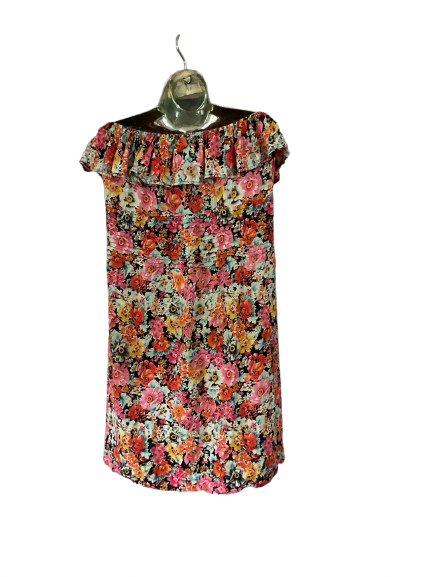 Multicolored Floral Print Strapless Dress - 2XL