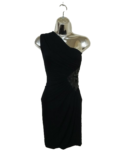 Black Sleeveless One Shoulder Dress - S