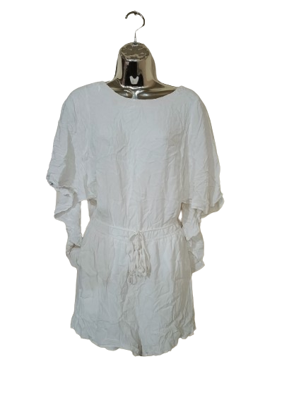 Cream Flutter Sleeve Romper - M