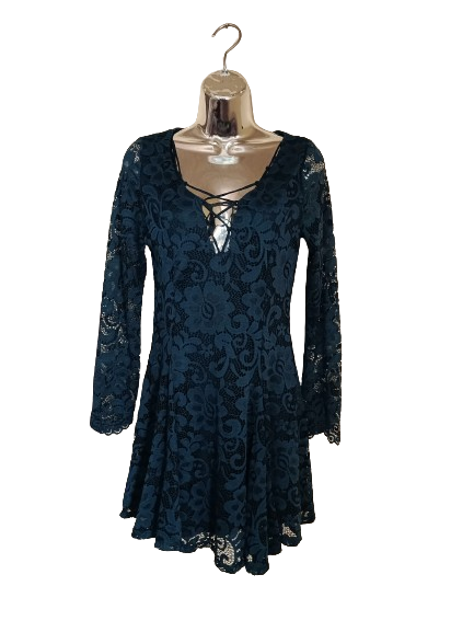 Teal Long Sleeve Lace Forever 21 Dress - M