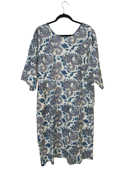 Blue Multicoloured Abstract Print 3/4 Sleeve Dress - OS