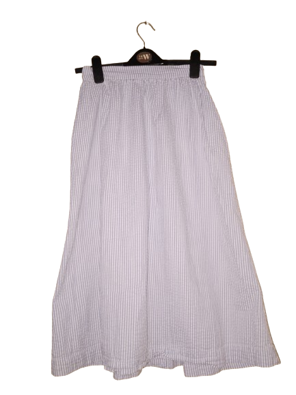 Blue &amp; White Stripped Button Up Skirt  - S
