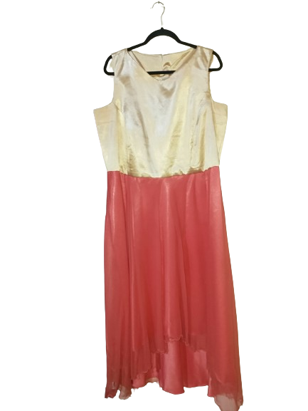Cream & Salmon Sleeveless Dress - 3X