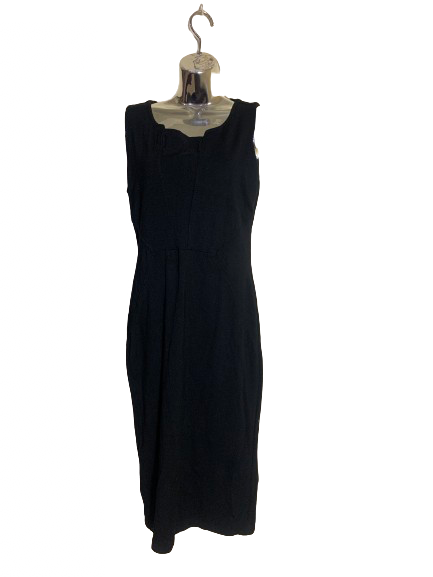 Black Abstract Print Racerback Dress with Pockets - M
