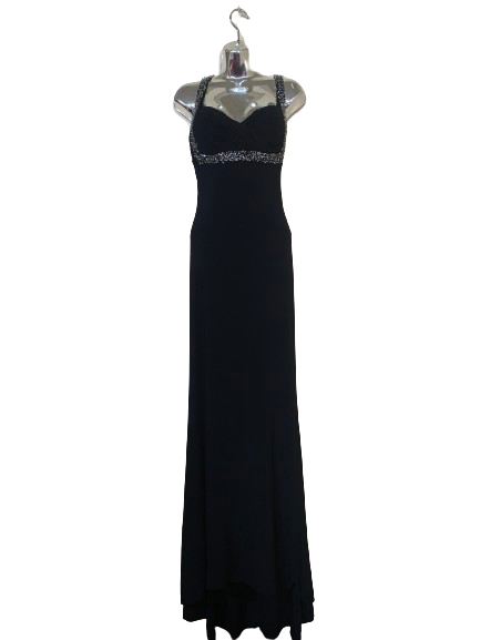 Black Long Formal Dress with Gem Detail - XL (13/14)