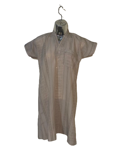 Cream &amp; Brown Short Kurta - M (Child's Size)