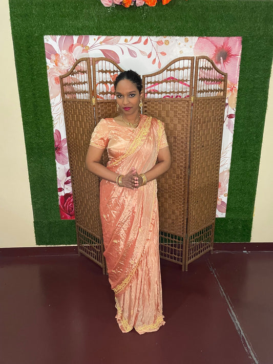 Salmon Sari &amp; Choli - M