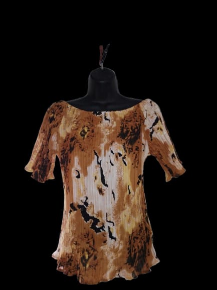 Brown, Black, Yellow ,Off The Shoulder, Ribbed Top - L
