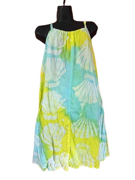 Green Yellow Blue White Dress-S
