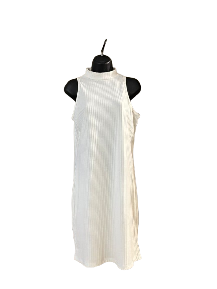White Ribbed Sleeveless Dress - XL