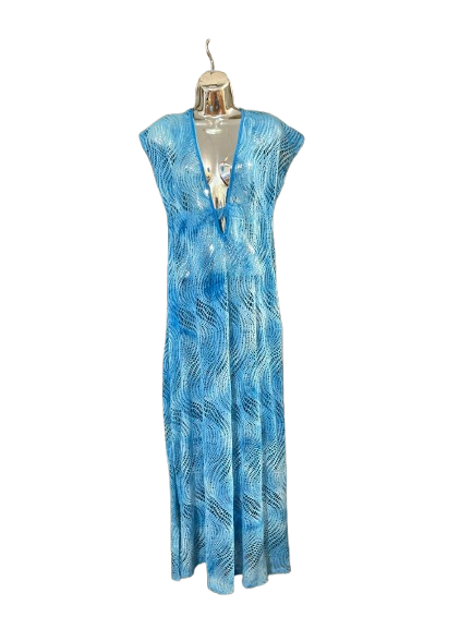 Blue Sleeveless Netted Dress-M
