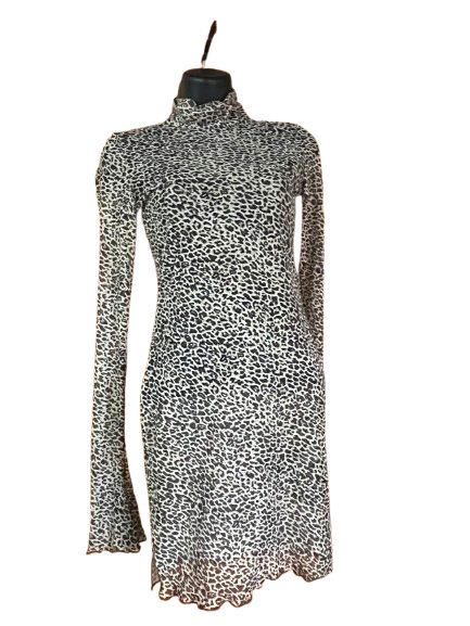 Leopard Print Mesh Mini Dress - XS