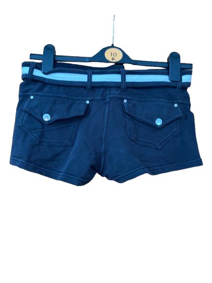 Black Shorts with Black & White Belt -S