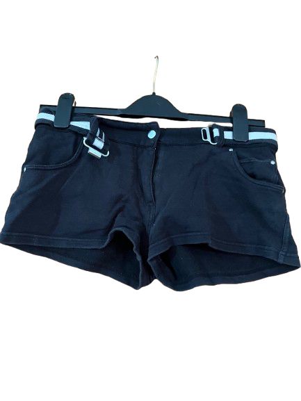 Black Shorts with Black & White Belt -S