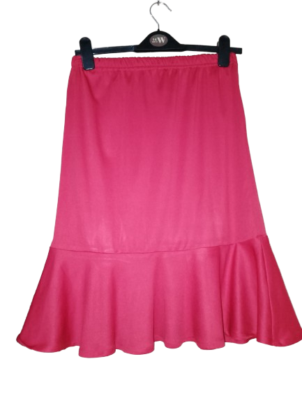 Red Elastic Band Silk W Frill Skirt - M