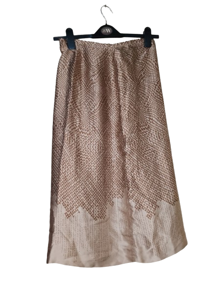 Brown &amp; Taupe Silk French Connection Skirt - M