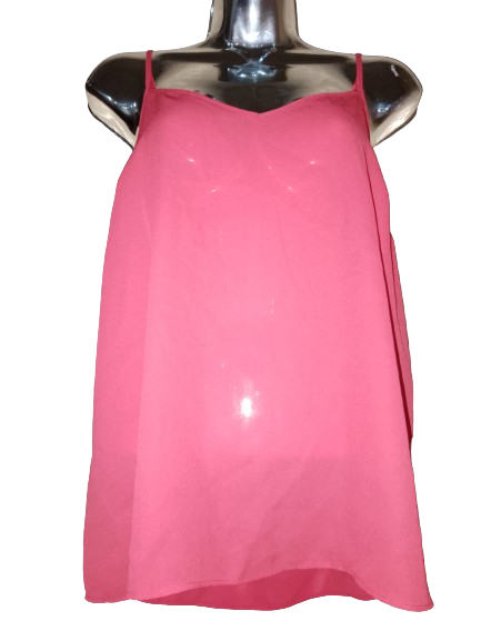 Peach Silk Spaghetti Strap Top W Back Design - L