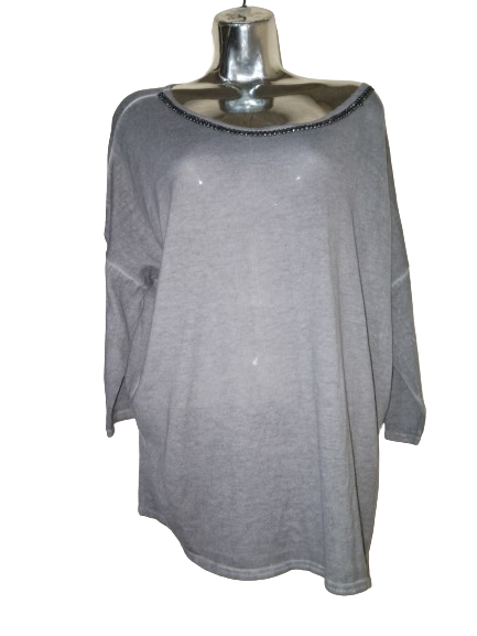 Light Grey Monari Long Sleeve Top W Gems - XL