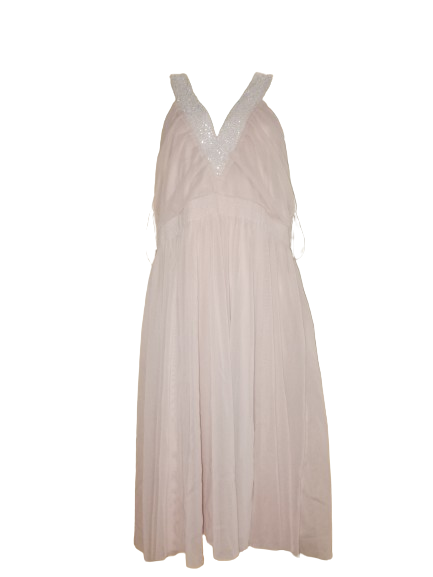 H&amp;M Beige Sleeveless Mesh Dreads W Beads - L
