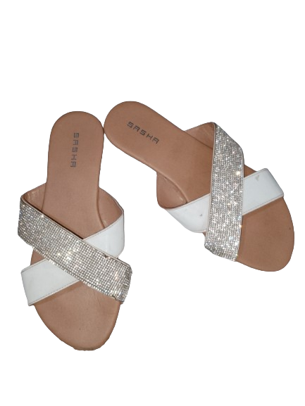White Sasha Sandal W Gems - 8