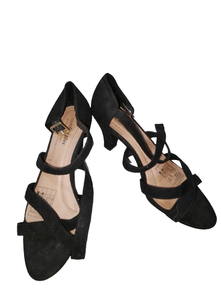 Black Comfort Plus Low Heel W Straps - 8 1/2