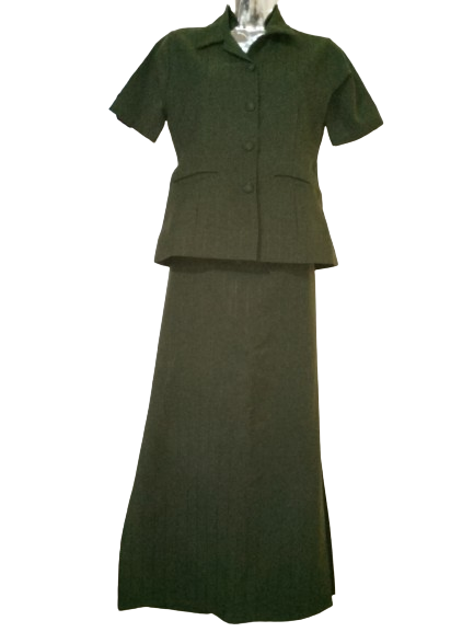 Olive Green Work Skirt Suit - S