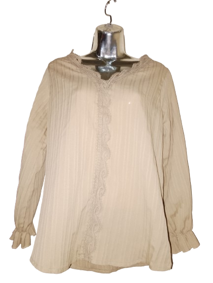 Nude Long Sleeve Work Top W Design- M