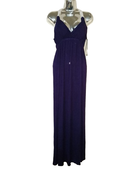 Dark Purple &amp; White  Pink.Rose Thin Strap Long Dress - L