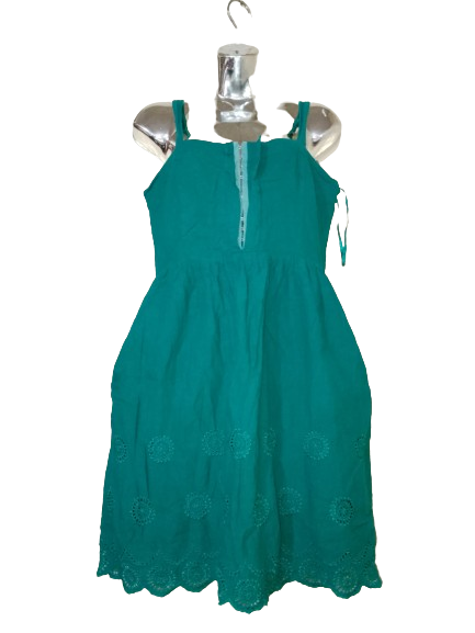 Dark Green Thin Strap Criss Cross Dress W Pockets - M