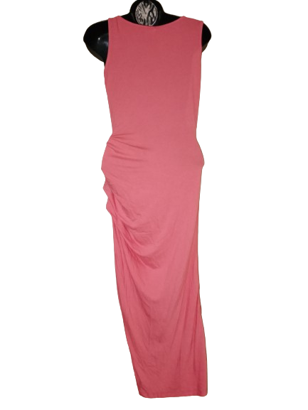 Peach Sleeveless Criss Cross Ruffle Dress - M