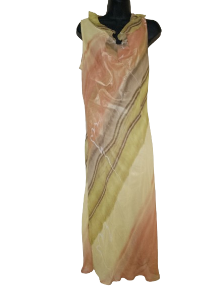 Earth Tone Sheer Maxi Dress - L (Runs Small)