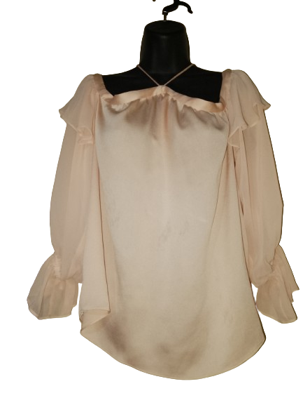 Nude 1State 3/4 Sleeve Silk/Sheer Top - M